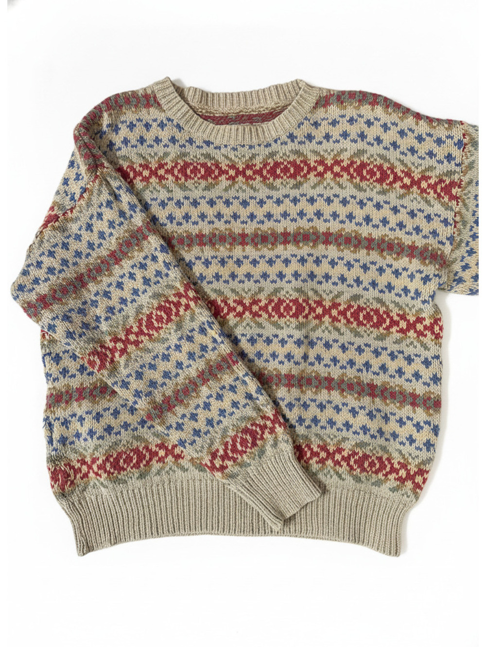 Vintage 90s Nordic Fair Isle Knitted Crewneck Sweater